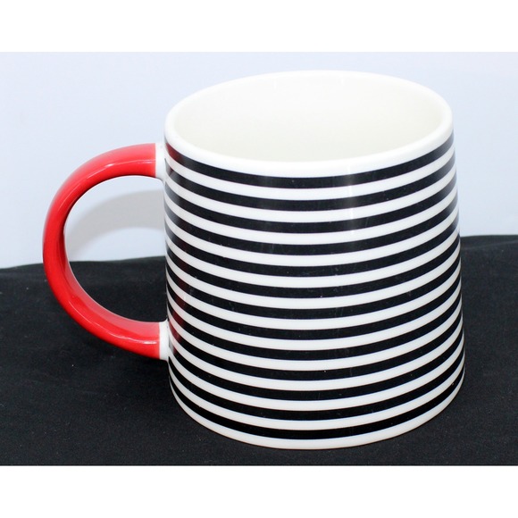 Disney Mickey Mouse Striped Porcelain Coffee Mug Black White Red Handle Target - Picture 2 of 5